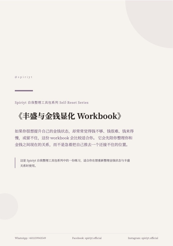 丰盛与金钱显化 Workbook